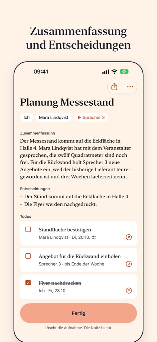 Zusammenfassung mit Entscheidungen